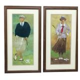 Pair of Framed Golfing Artworks, 36.5" H x 19.5"