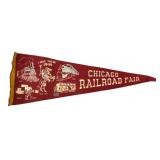VTG 1949 Chicago Railroad Fair Felt Pennant