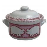 Ceramic Lidded Casserole Dish with Pig Motif