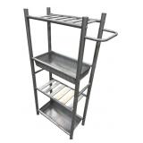 Silver Tone Metal 4-Tier Utility Shelving Unit
