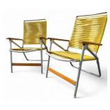 Vtg MCM Folding Spaghetti Lawn Chairs, Pr.