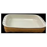 Longaberger 9x13 Baking Dish and Handwoven Basket