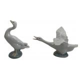 Lladro Porcelain Duck Figurines, Pair