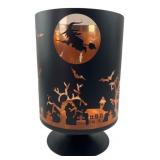 Halloween Witch and Graveyard Candle Holder