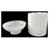 E.O. Brody Co. Milk Glass Grape Bowl and Container
