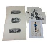Mixed Lot of Prints, Floral Art, and Norwegian Pos