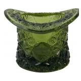Green Pressed Glass Top Hat Dish