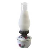 Floral Porcelain Oil Lamp, 12 3/4' H