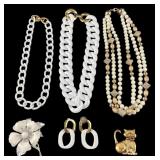 Costume Jewelry Assortment: Necklaces and Brooches