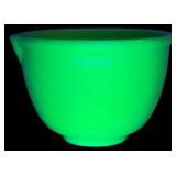 Green Uranium Glass Mixing Bowl with Spout
