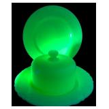 VTG McKee Uranium Glass Covered Butter Dish