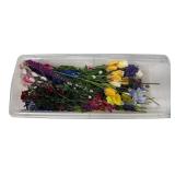 Assorted Artificial Floral Stems in Storage Bin