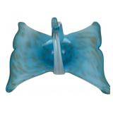 Blue Art Glass Butterfly Basket, 9' L