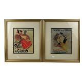 Jules Ch©ret Style Framed Prints, Pair