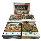 Collection of Five Americana Jigsaw Puzzles