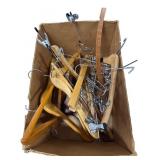 Assorted Wooden and Metal Clothes Hangers