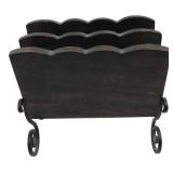 Scalloped Wood and Wrought Iron Desktop Organizer