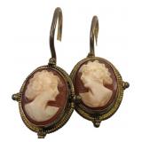 VTG Cameo Earrings Pair, 925 Sterling Silver