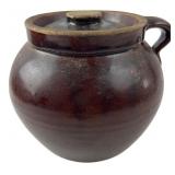 Crown Marked Stoneware Bean Pot