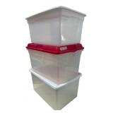 Set of Three Plastic Storage Bins