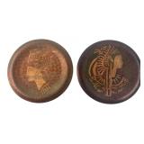 Egyptian Motif Copper Wall Plaques, 8' dia.