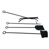 4-Piece Black Metal Fireplace Tool Set, 26' H