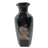 Ceramic Hexagonal Vase with Peacock and Peony