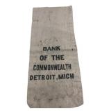 Bank of the Commonwealth Detroit Canvas Money Bag