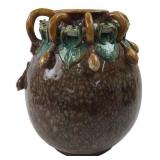 VTG Majolica-Style Ceramic Frog Vase, 10.5' H