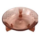 Pink Pressed Glass Three-Footed Bowl, 7.5 in. Dia.