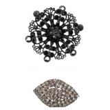 Two Unsigned Vintage Rhinestone Brooches