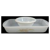 Maid of Honor Milk Glass Baking Dish and Bowl Set