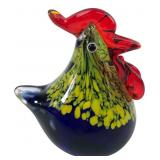 Art Glass Rooster Paperweight, 3.5' H
