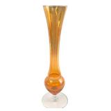 VTG Marigold Iridescent Glass Bud Vase, 10' H