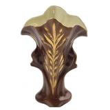 VTG Porcelain Fan Vase with Gold Gilt Wheat Motif