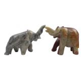 Hand Carved Stone Elephant Figurines, 2 3/4' H