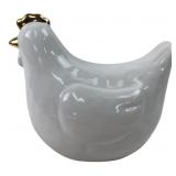 Ceramic Chicken Figurine with Gold Accents