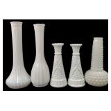 Hoosier Glass and Assorted Milk Glass Vases