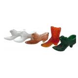 Set of Five Decorative Pressed Glass Shoes