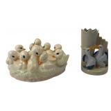 Two Ceramic Duck-Themed Decorative Pieces