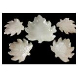 RuffHewn Stitch Stoneware Leaf Serving Set