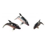 Set of Three Ceramic Dolphin Figurines