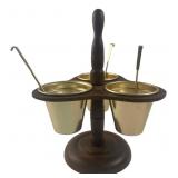 Enesco Three-Cup Condiment Server with Spoons