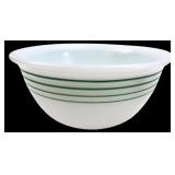 Milk Glass Mixing Bowl with Green Stripes, 9' dia