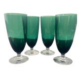 VTG Set of Four Green Stemmed Glasses