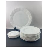 White Milk Glass Grape Pattern Dinnerware Set