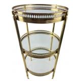 Brass 3-Tier Round Glass Side Table Stand