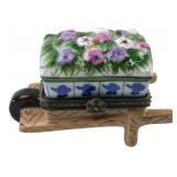 VTG Porcelain Wheelbarrow Hinged Trinket Box