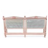 Coastal Pink Painted Cane King Headboard