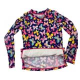 Butterfly Print Long Sleeve Swim Shirt